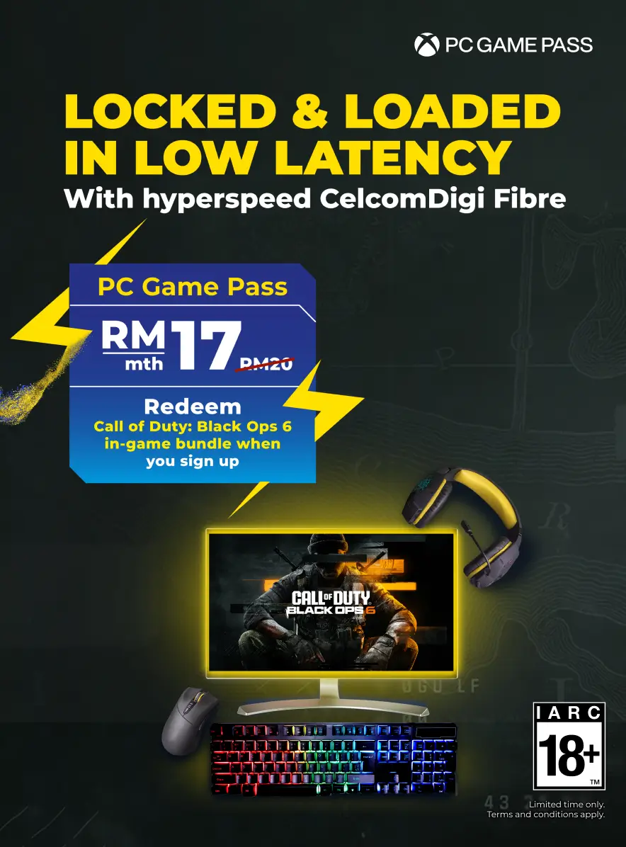 PC Game Pass subscription offer at RM15 with Call of Duty Black Ops 6 in-game bundle redemption.